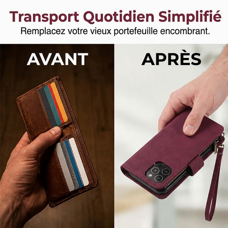📱 -50% POUR UNE DURÉE LIMITÉE ! 🧟 Étui Portefeuille Magnétique en Cuir PU 2-en-1 – Détachable, Multi-Rangements, Support Intégré ✨
