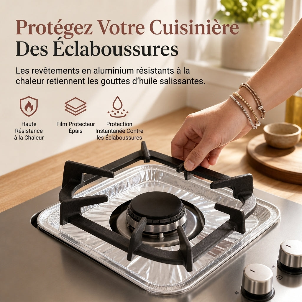 🍳 OFFRE LIMITÉE : -50% ! 🔥 Lot de 10 Feuilles de Protection Résistantes pour Plaques à Gaz – Récupération des Coulis dans la Cuvette Profonde & Protection de la Table de Cuisson 🛡️