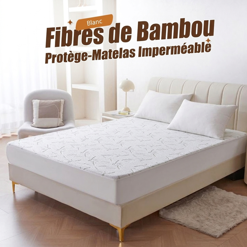 Protège-matelas imperméable en fibre de bambou