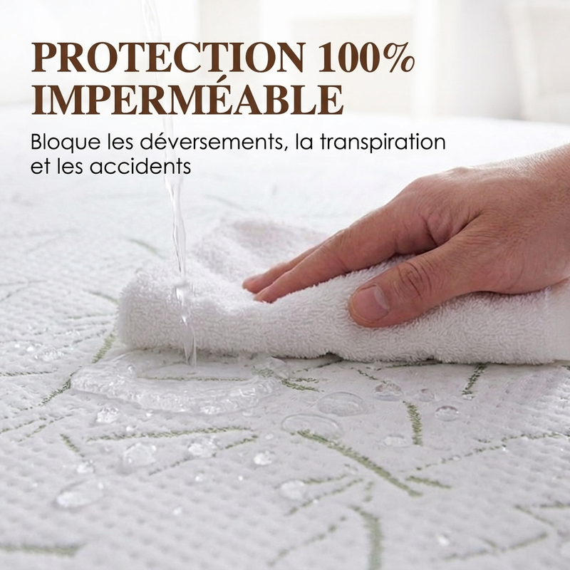 Protège-matelas imperméable en fibre de bambou