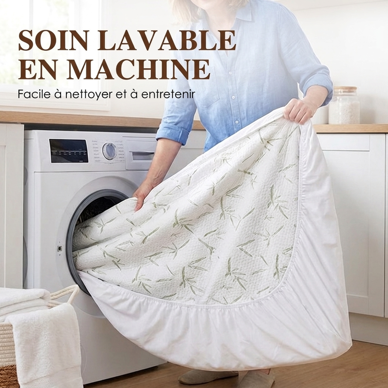 Protège-matelas imperméable en fibre de bambou