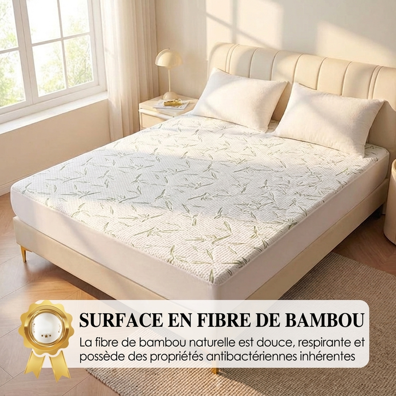 Protège-matelas imperméable en fibre de bambou