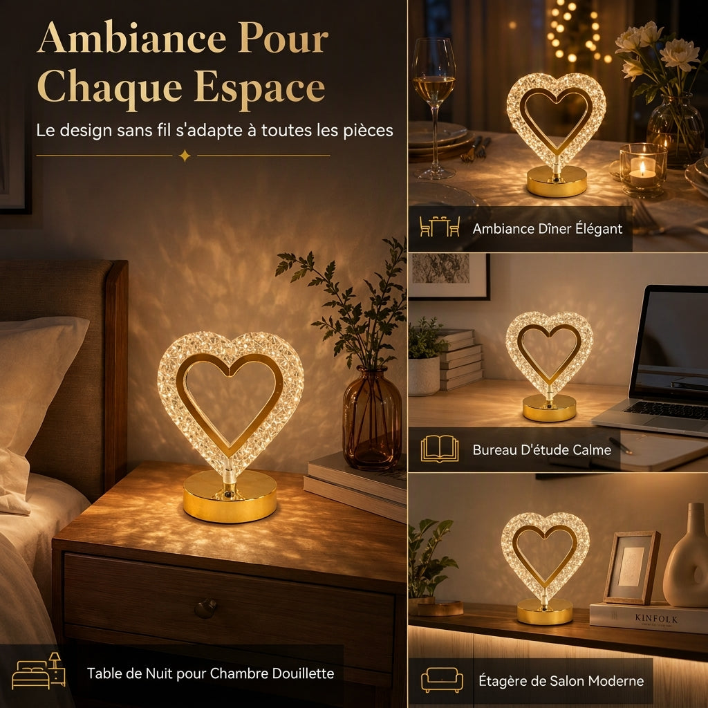 ✨Veilleuse à Tactilité en Cristal – 3 couleurs & ambiance réglable en intensité