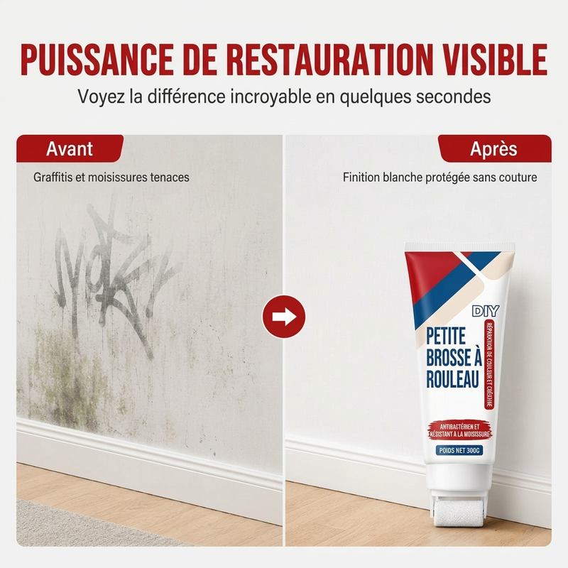🧱🖌️✨ Pâte de réparation murale étanche avec petite brosse à rouleau intégrée