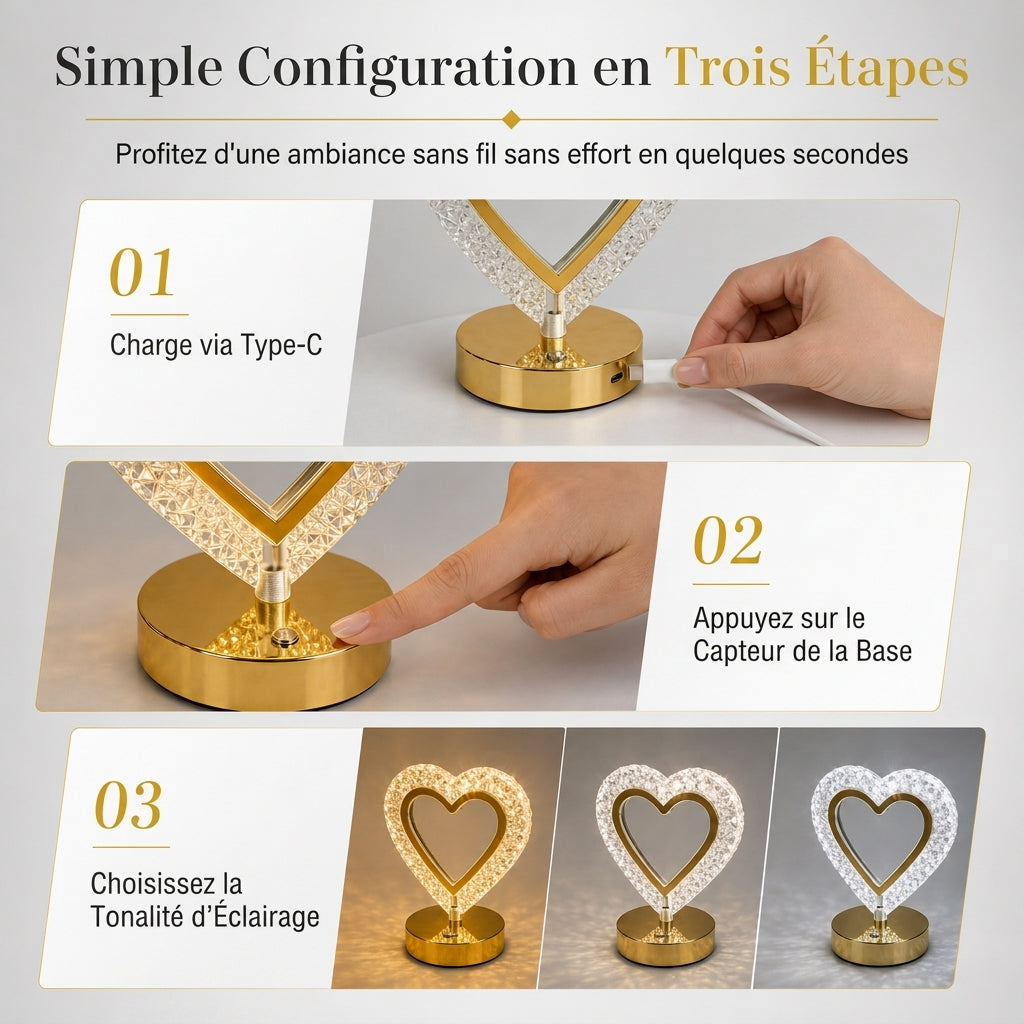 ✨Veilleuse à Tactilité en Cristal – 3 couleurs & ambiance réglable en intensité