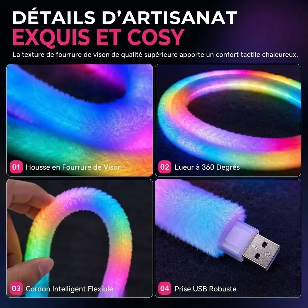 ⏳ Offre spéciale limitée dans le temps ⏰ Bande lumineuse néon en fausse fourrure – Éclairage à 360° ✨