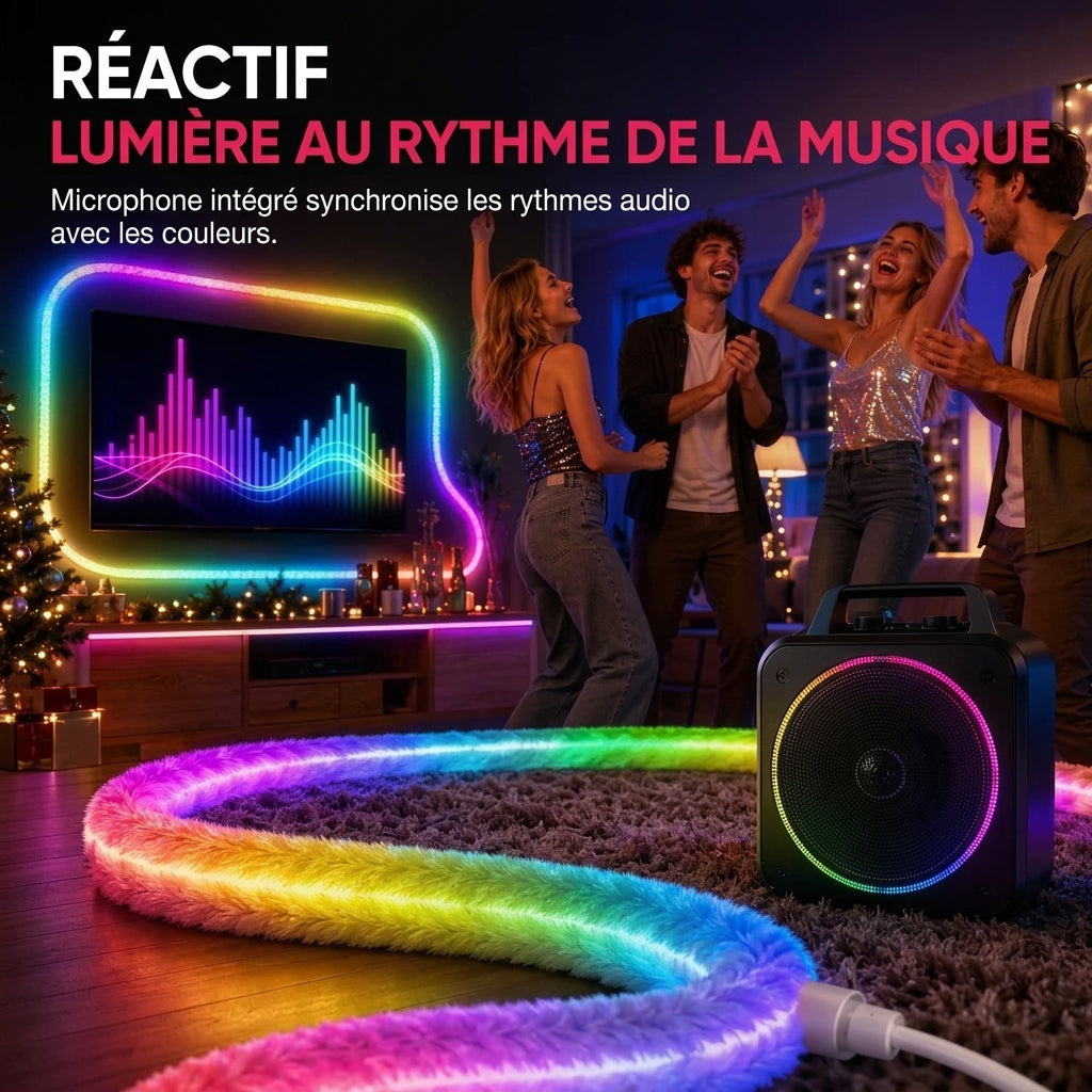 ⏳ Offre spéciale limitée dans le temps ⏰ Bande lumineuse néon en fausse fourrure – Éclairage à 360° ✨