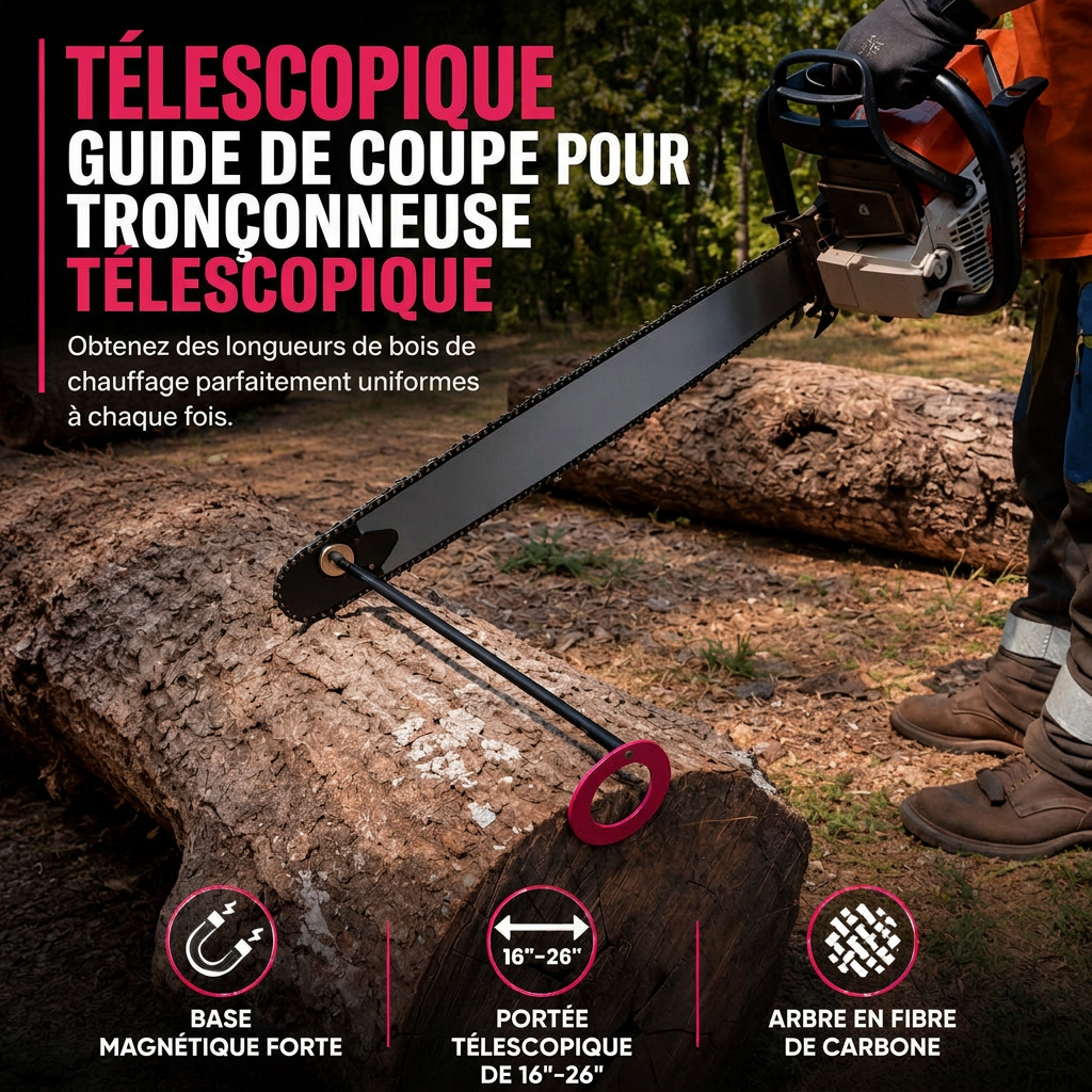 📢 -50% !! ⏰ Outil de marquage pour découpe de tronçonneuse – Guide d'alignement pour coupe du bois 🔧