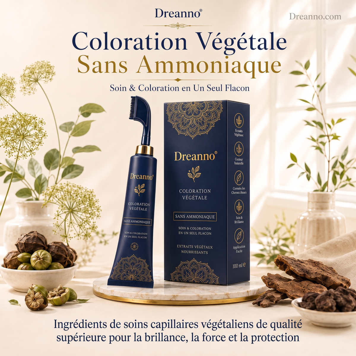 Peigne Colorant Capillaire à Base de Plantes pour Usage Domestique
