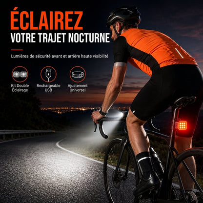 Lampe de vélo brillante, phare avant et feu arrière pour VTT, accessoires de cyclisme d'avertissement de sécurité pour la conduite de nuit