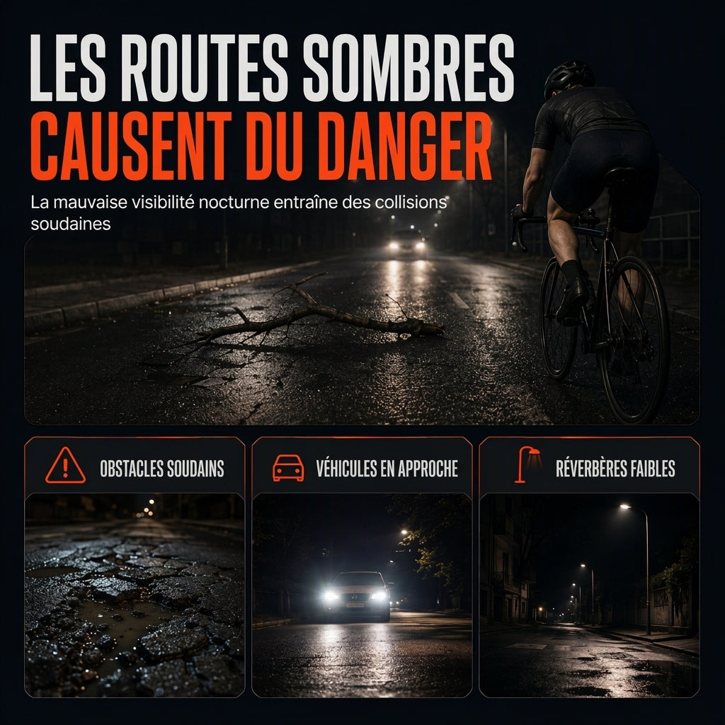 Lampe de vélo brillante, phare avant et feu arrière pour VTT, accessoires de cyclisme d'avertissement de sécurité pour la conduite de nuit