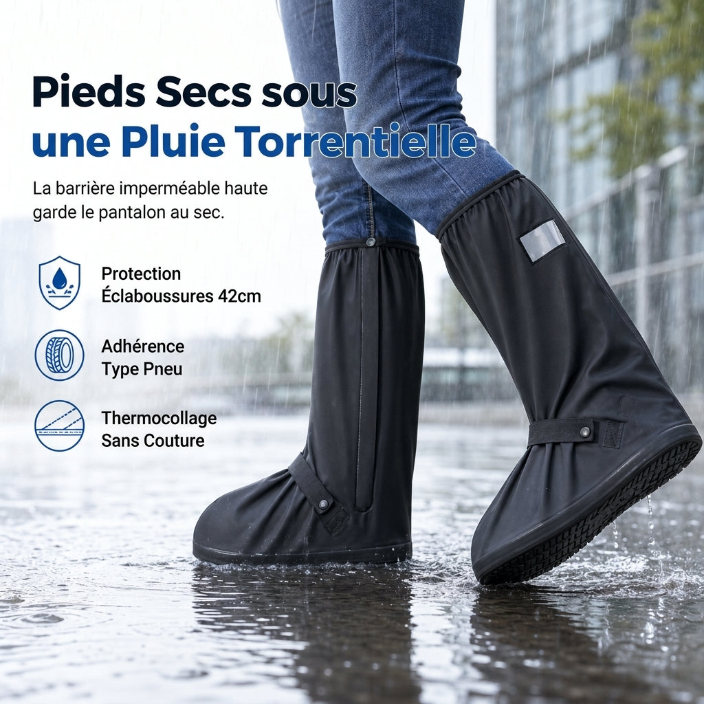 🌧️ OFFRE LIMITÉE : -50% ! 👢 Surchaussures de pluie montantes imperméables – PVC antidérapant, barrière anti-éclaboussures de 42 cm et sécurité nocturne réfléchissante 👟