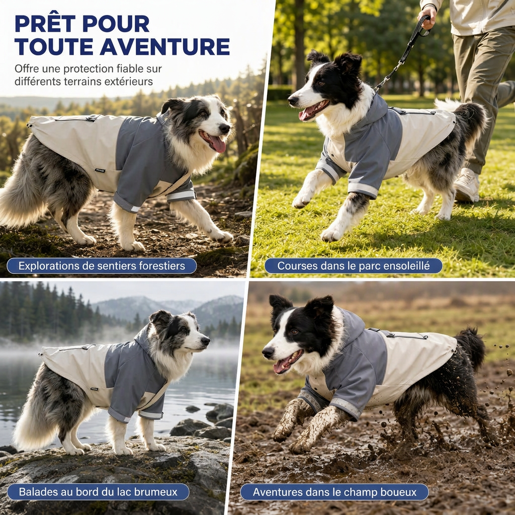 ⏳Offre spéciale à durée limitée⏰Manteau de pluie pour chien imperméable, coupe colorée, équipement extérieur pour animaux de compagnie avec protection des pattes anti-saleté