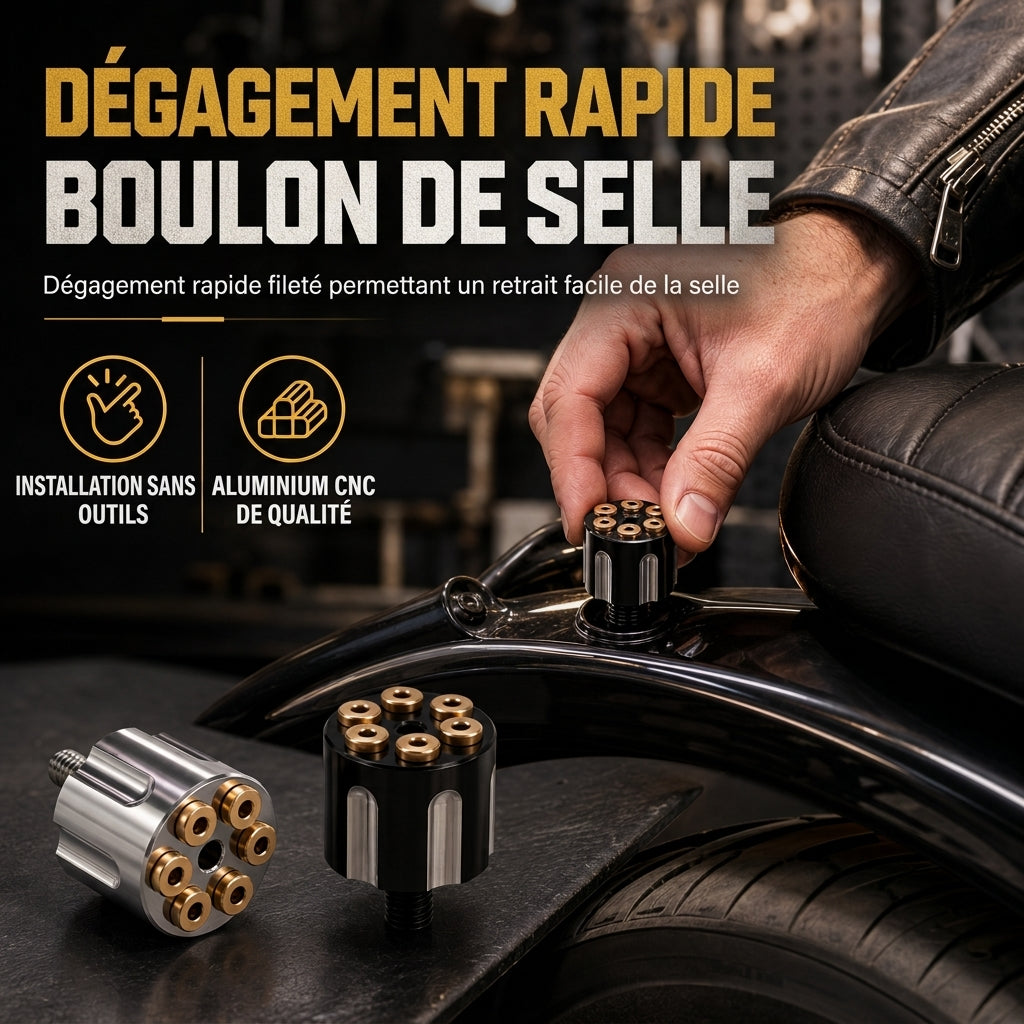 🏍️ 49 % DE RÉDUCTION LIMITÉE DANS LE TEMPS ! ⚙️ Boulon de siège à dégagement rapide CNC pour moto – Sans outil, Anti-corrosion, Élégant ✨