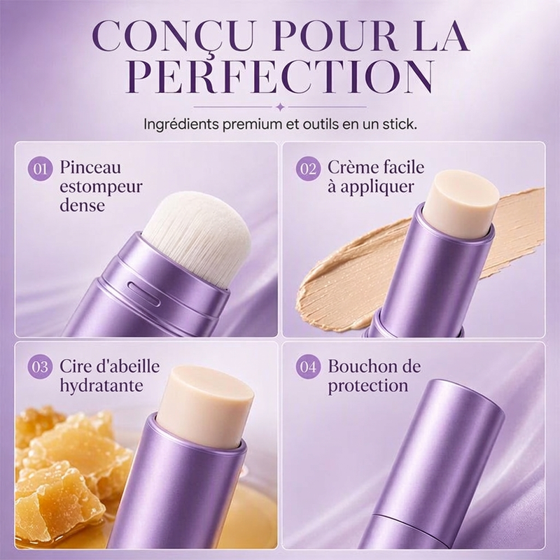 💄✨ Fond de teint en stick 2-en-1 auto-adaptatif au teint | Fond de teint en crème parfait pour un maquillage impeccable