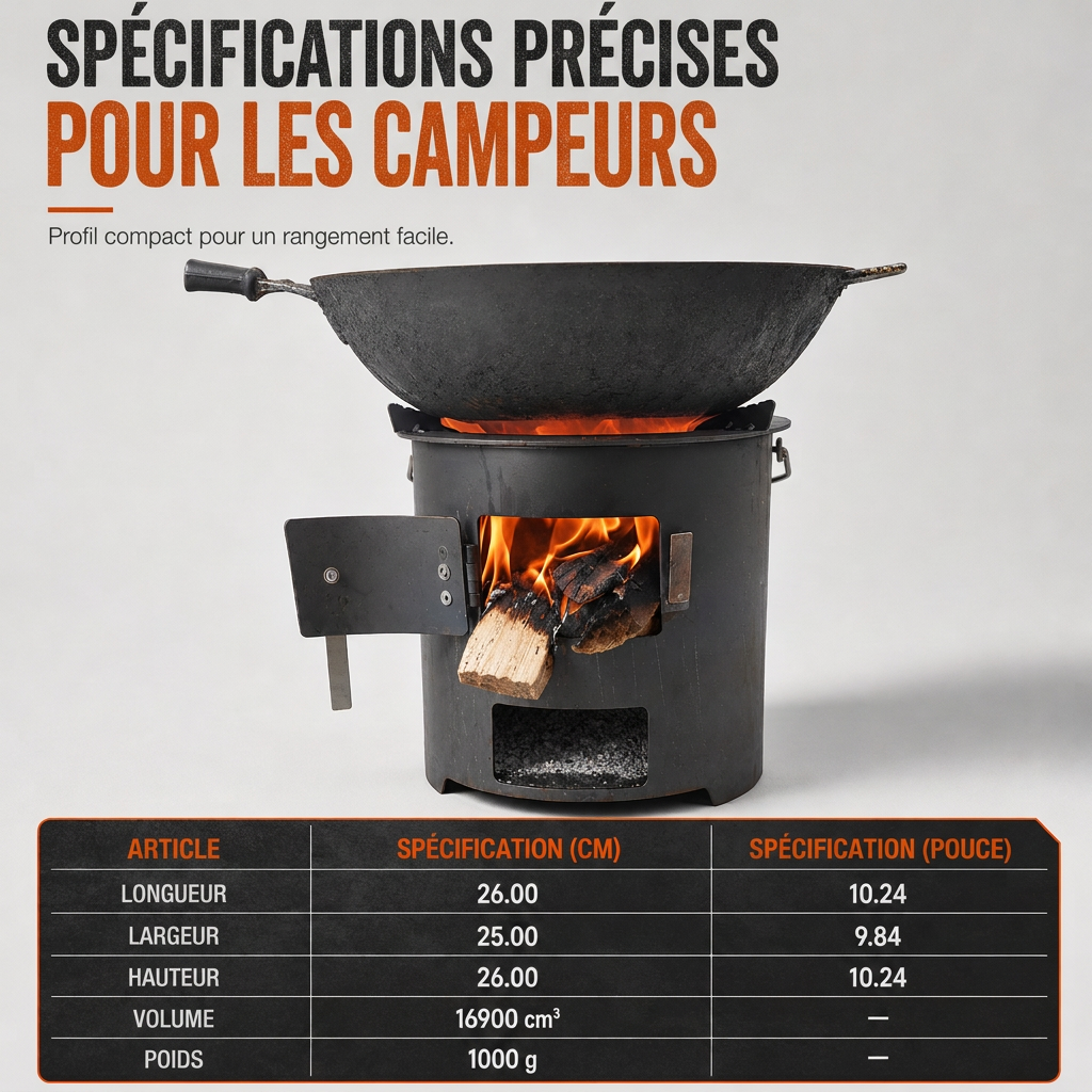 🎁 Nouveautés 2026 : -50%💥 Réchaud de camping en acier carbone robuste – Bois & charbon, circulation d'air améliorée, table de cuisson 3-en-1 🍳