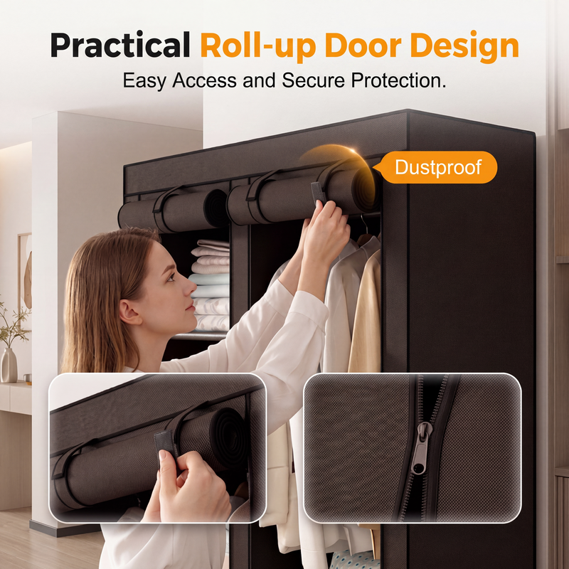 🔥📦Armoire Portable en Tissu Non Tissé – Facile à Monter, Structure Acier, 3 Tailles, Idéale Chambre & Dressing 🏠