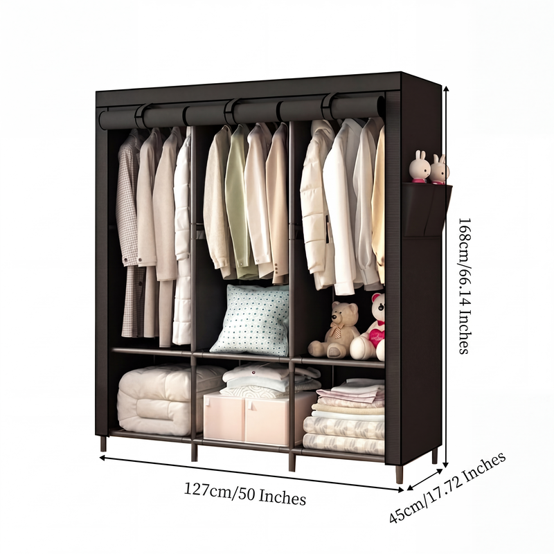 🔥📦Armoire Portable en Tissu Non Tissé – Facile à Monter, Structure Acier, 3 Tailles, Idéale Chambre & Dressing 🏠