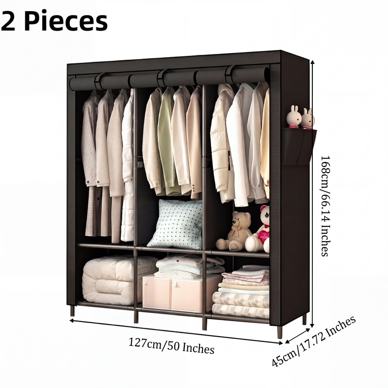 🔥📦Armoire Portable en Tissu Non Tissé – Facile à Monter, Structure Acier, 3 Tailles, Idéale Chambre & Dressing 🏠