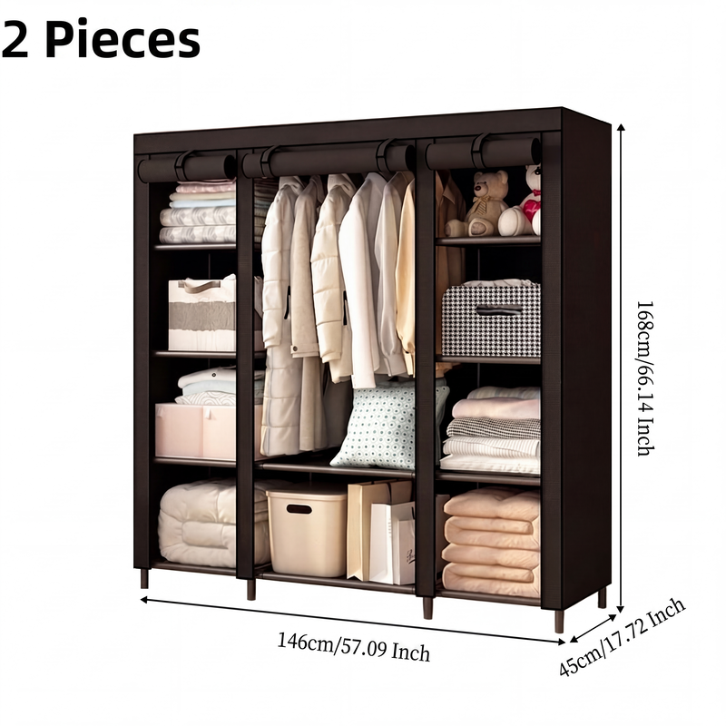 🔥📦Armoire Portable en Tissu Non Tissé – Facile à Monter, Structure Acier, 3 Tailles, Idéale Chambre & Dressing 🏠