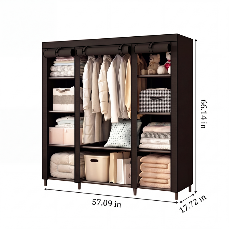 🔥📦Armoire Portable en Tissu Non Tissé – Facile à Monter, Structure Acier, 3 Tailles, Idéale Chambre & Dressing 🏠