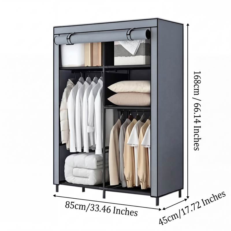🔥📦Armoire Portable en Tissu Non Tissé – Facile à Monter, Structure Acier, 3 Tailles, Idéale Chambre & Dressing 🏠