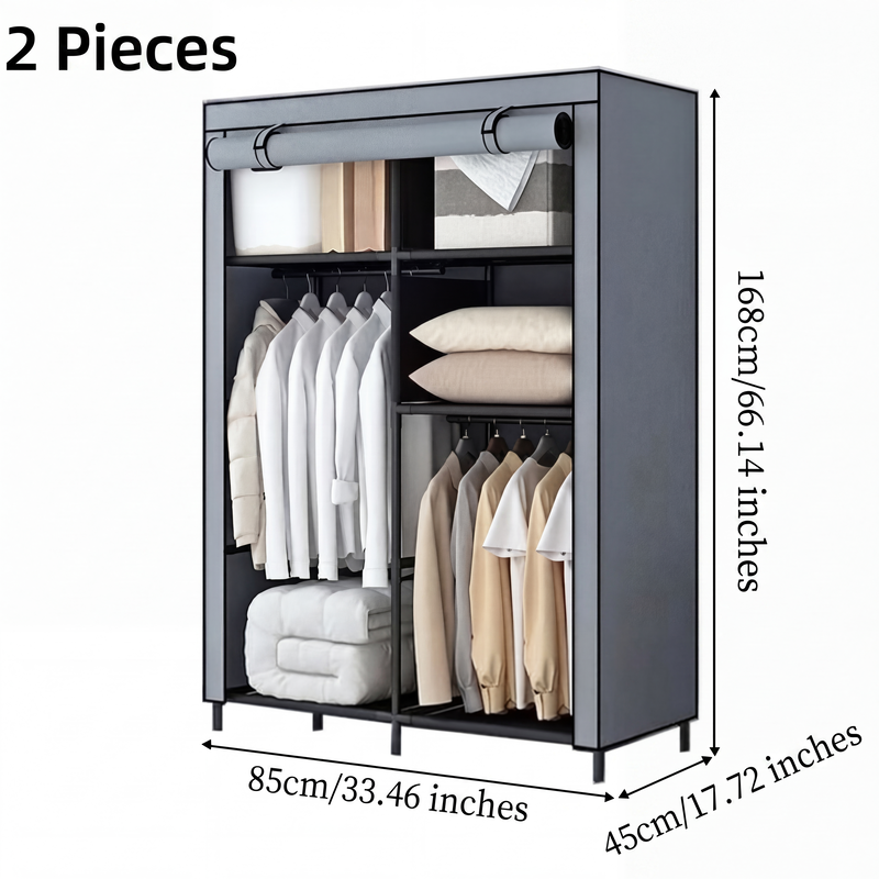 🔥📦Armoire Portable en Tissu Non Tissé – Facile à Monter, Structure Acier, 3 Tailles, Idéale Chambre & Dressing 🏠
