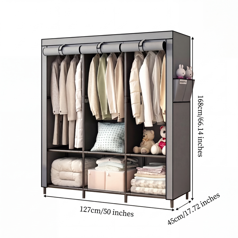 🔥📦Armoire Portable en Tissu Non Tissé – Facile à Monter, Structure Acier, 3 Tailles, Idéale Chambre & Dressing 🏠