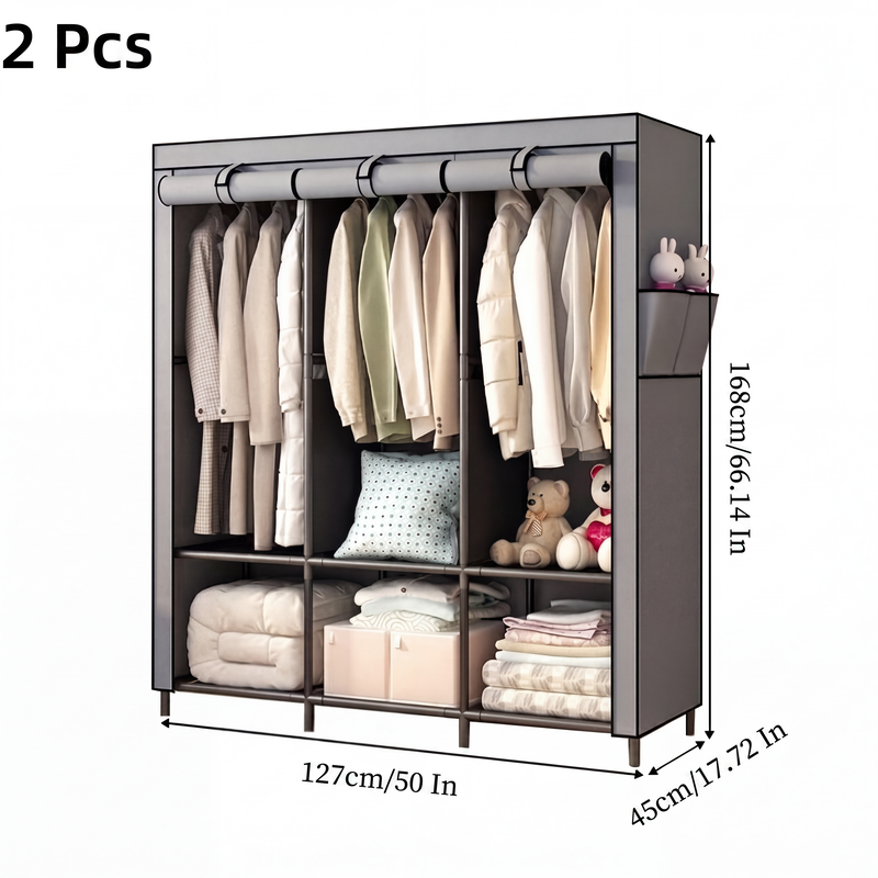 🔥📦Armoire Portable en Tissu Non Tissé – Facile à Monter, Structure Acier, 3 Tailles, Idéale Chambre & Dressing 🏠