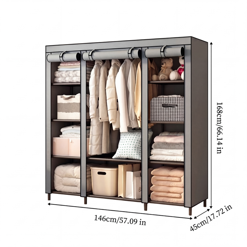 🔥📦Armoire Portable en Tissu Non Tissé – Facile à Monter, Structure Acier, 3 Tailles, Idéale Chambre & Dressing 🏠