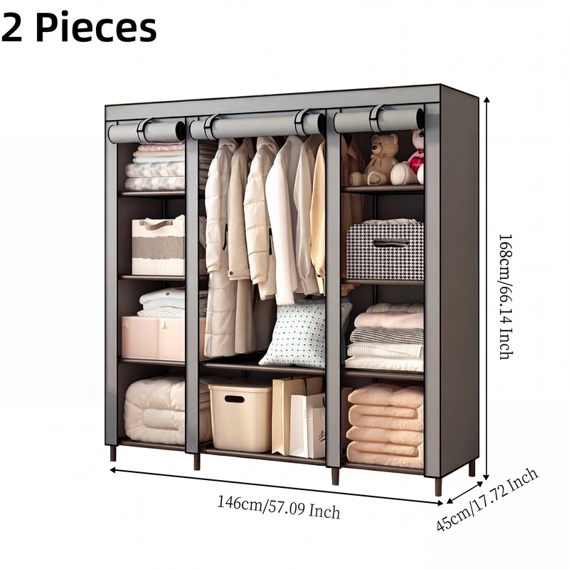 🔥📦Armoire Portable en Tissu Non Tissé – Facile à Monter, Structure Acier, 3 Tailles, Idéale Chambre & Dressing 🏠