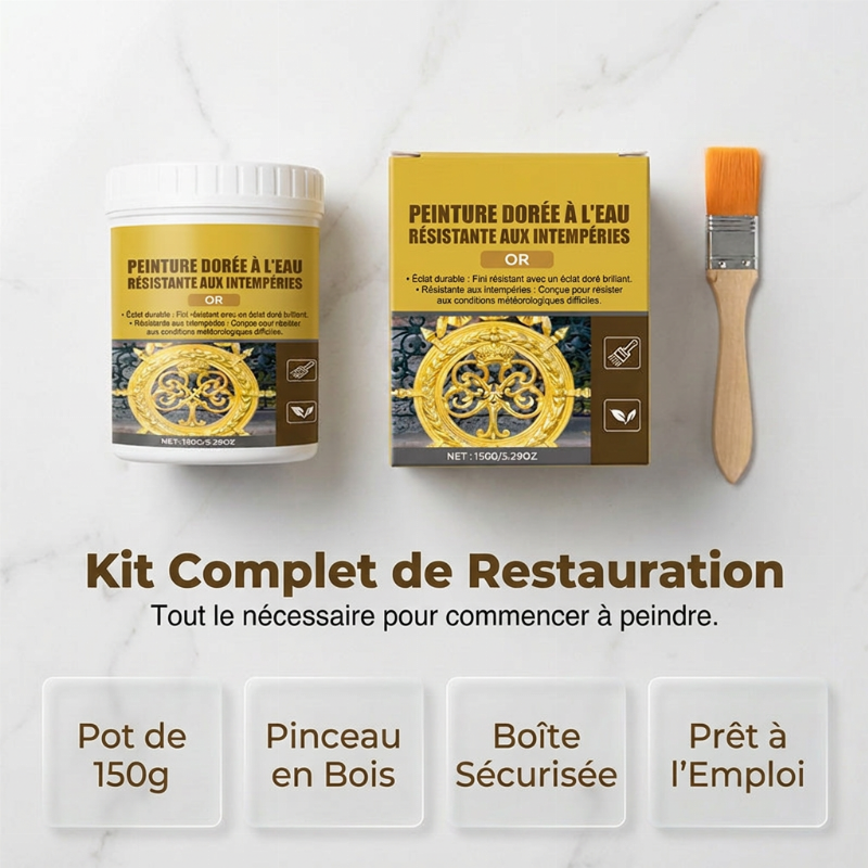 🥳PROMOTION EXCEPTIONNELLE 2026🥳💞PLUS DE 50 000 VENTES !🏠✨ -50% ! Peinture dorée résistante aux intempéries – formulation à base d’eau, éclat intense. Sans danger pour le métal, le bois et la pierre. Tenue garantie par tous les temps ! 🖌️💛