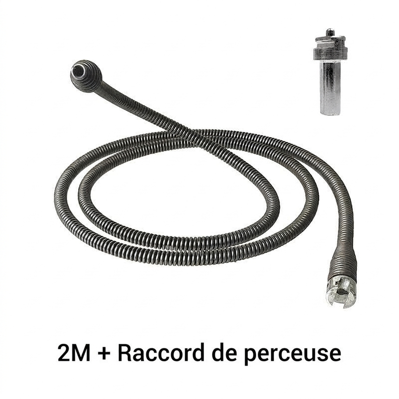 🔩 Ressort de vidange alimenté par perceuse : acier flexible de 1 à 3 m, résistant à la rouille, élimination des bouchons profonds