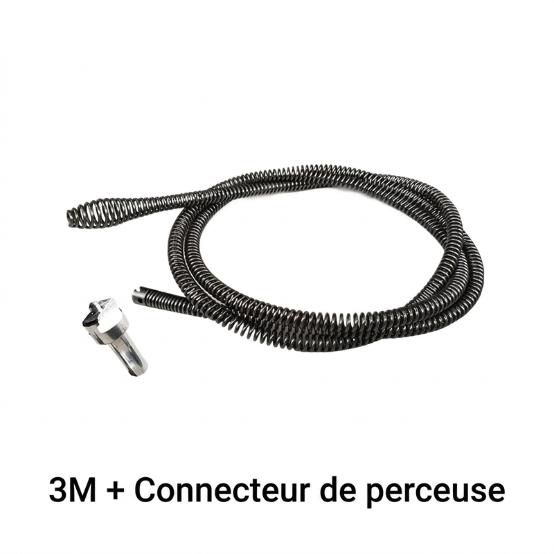 🔩 Ressort de vidange alimenté par perceuse : acier flexible de 1 à 3 m, résistant à la rouille, élimination des bouchons profonds