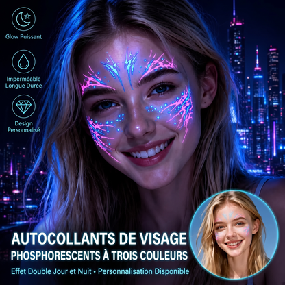 Autocollants de tatouage facial lumineux Halloween
