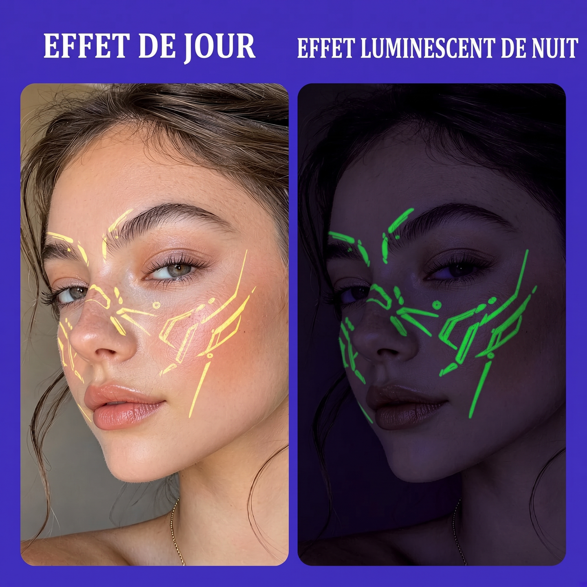 Autocollants de tatouage facial lumineux Halloween