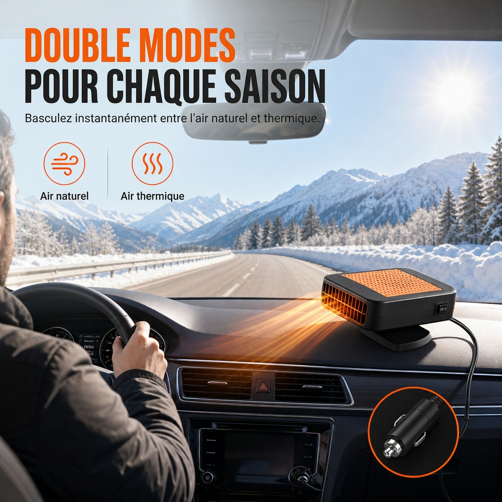 🚗 Ventilateur dégivreur et désembueur rotatif 12V pour voiture