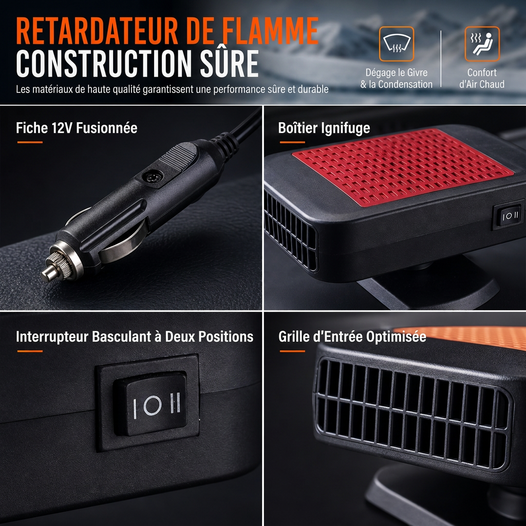 🚗 Ventilateur dégivreur et désembueur rotatif 12V pour voiture