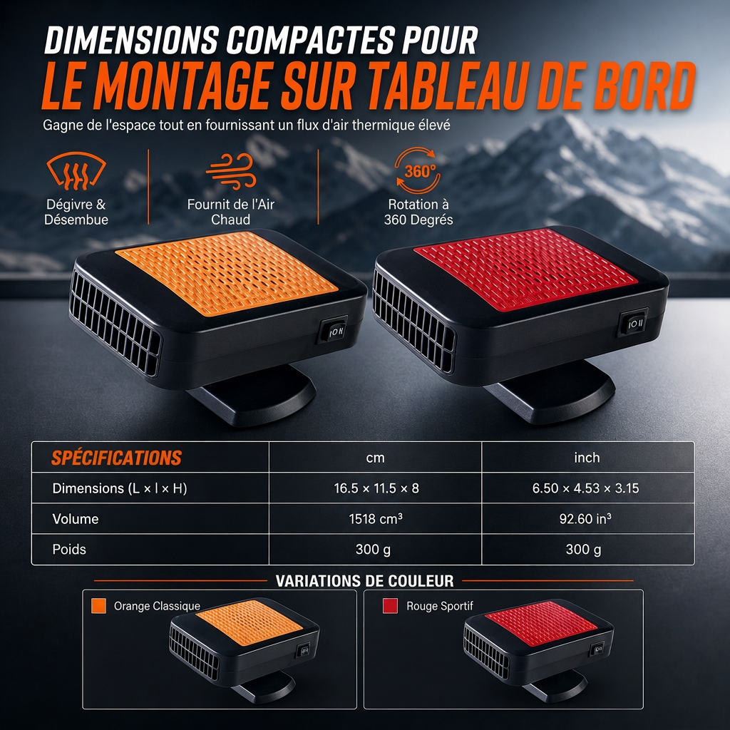 🚗 Ventilateur dégivreur et désembueur rotatif 12V pour voiture