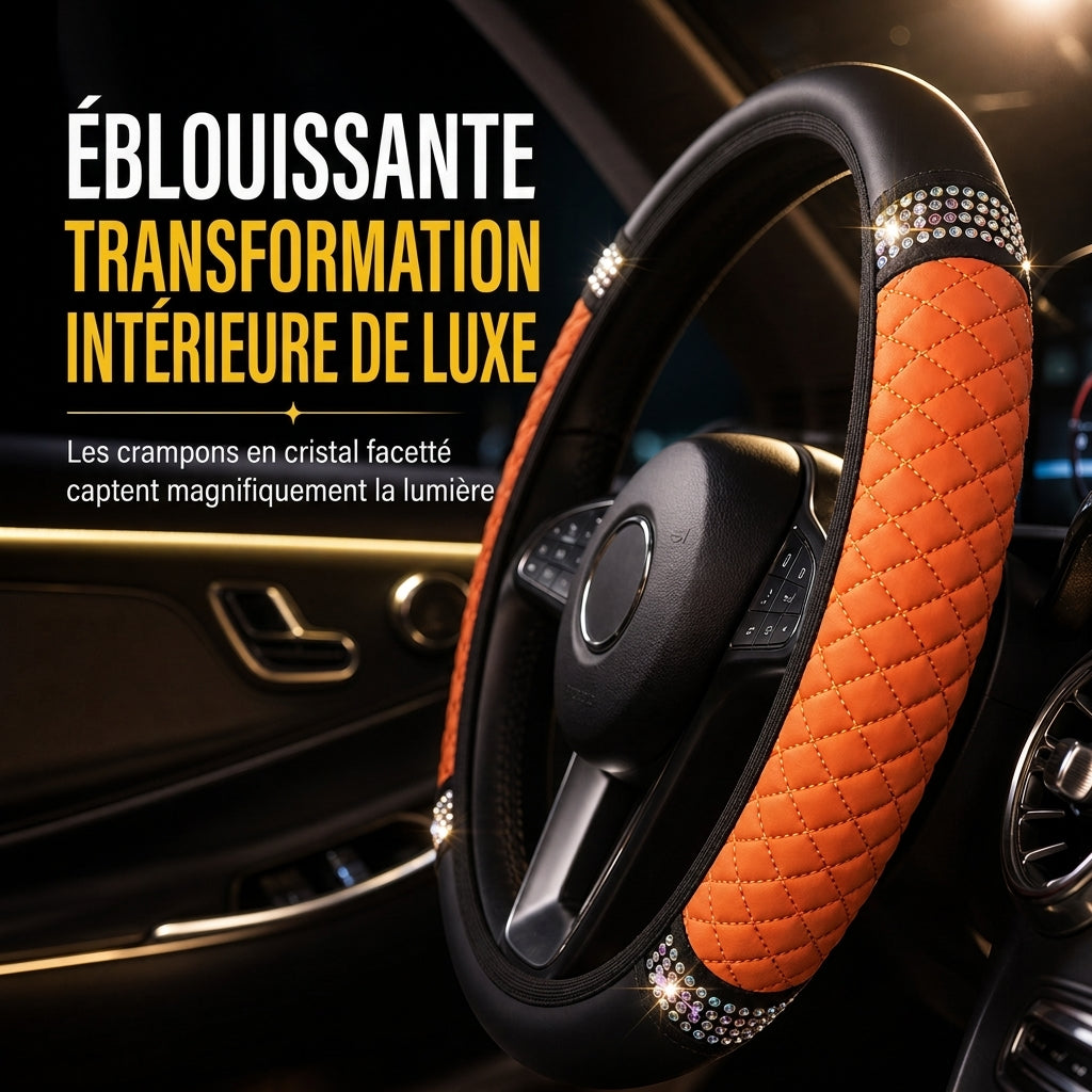 💎 49% DE RÉDUCTION POUR UN TEMPS LIMITÉ ! ✨ Housse de volant en strass – scintillante, matelassée, luxueuse 🚗