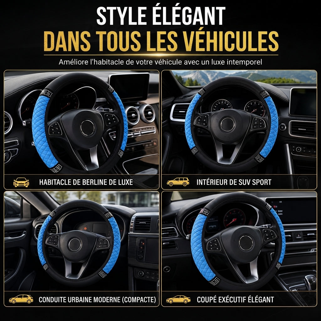 💎 49% DE RÉDUCTION POUR UN TEMPS LIMITÉ ! ✨ Housse de volant en strass – scintillante, matelassée, luxueuse 🚗