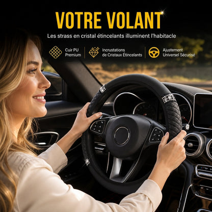 💎 49% DE RÉDUCTION POUR UN TEMPS LIMITÉ ! ✨ Housse de volant en strass – scintillante, matelassée, luxueuse 🚗