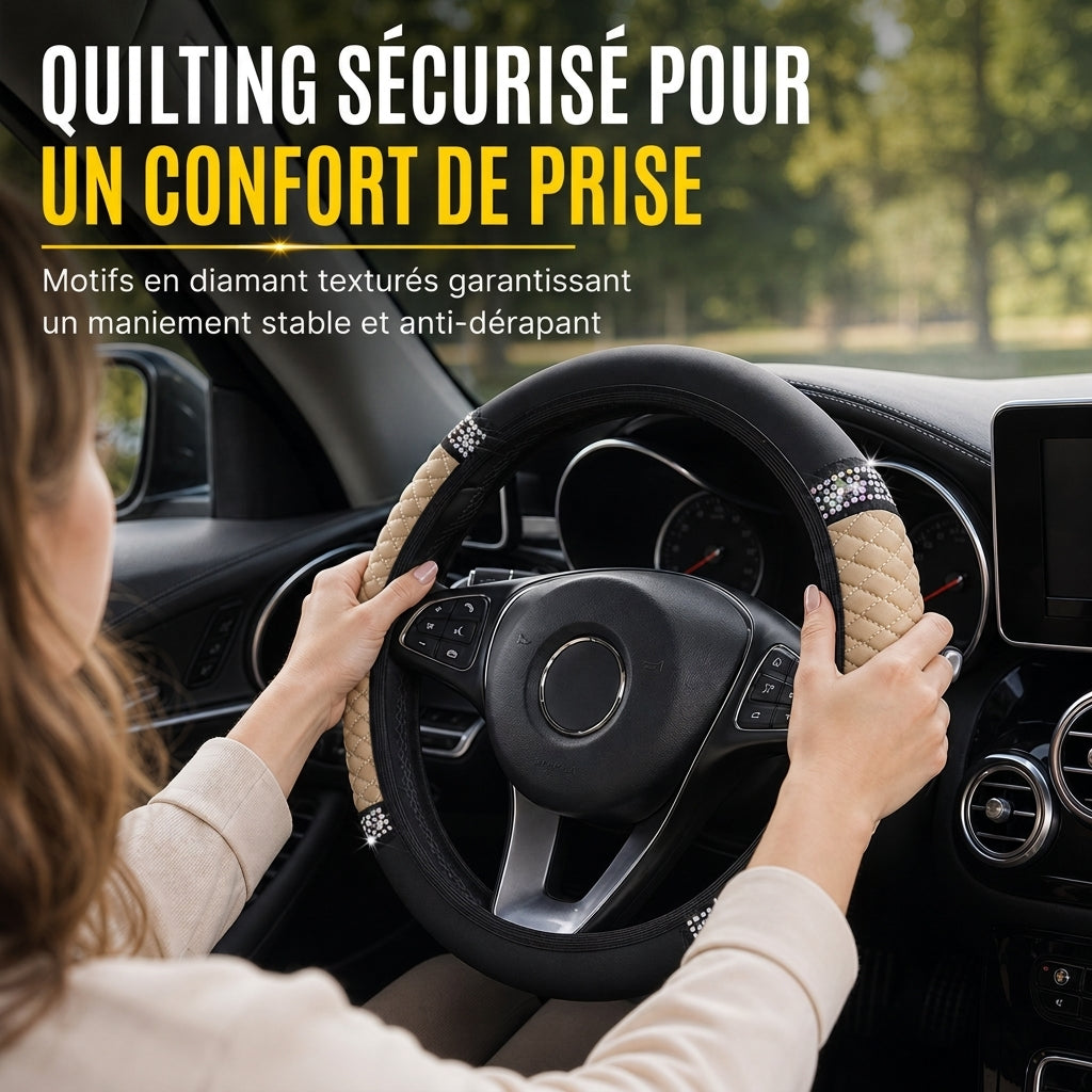 💎 49% DE RÉDUCTION POUR UN TEMPS LIMITÉ ! ✨ Housse de volant en strass – scintillante, matelassée, luxueuse 🚗