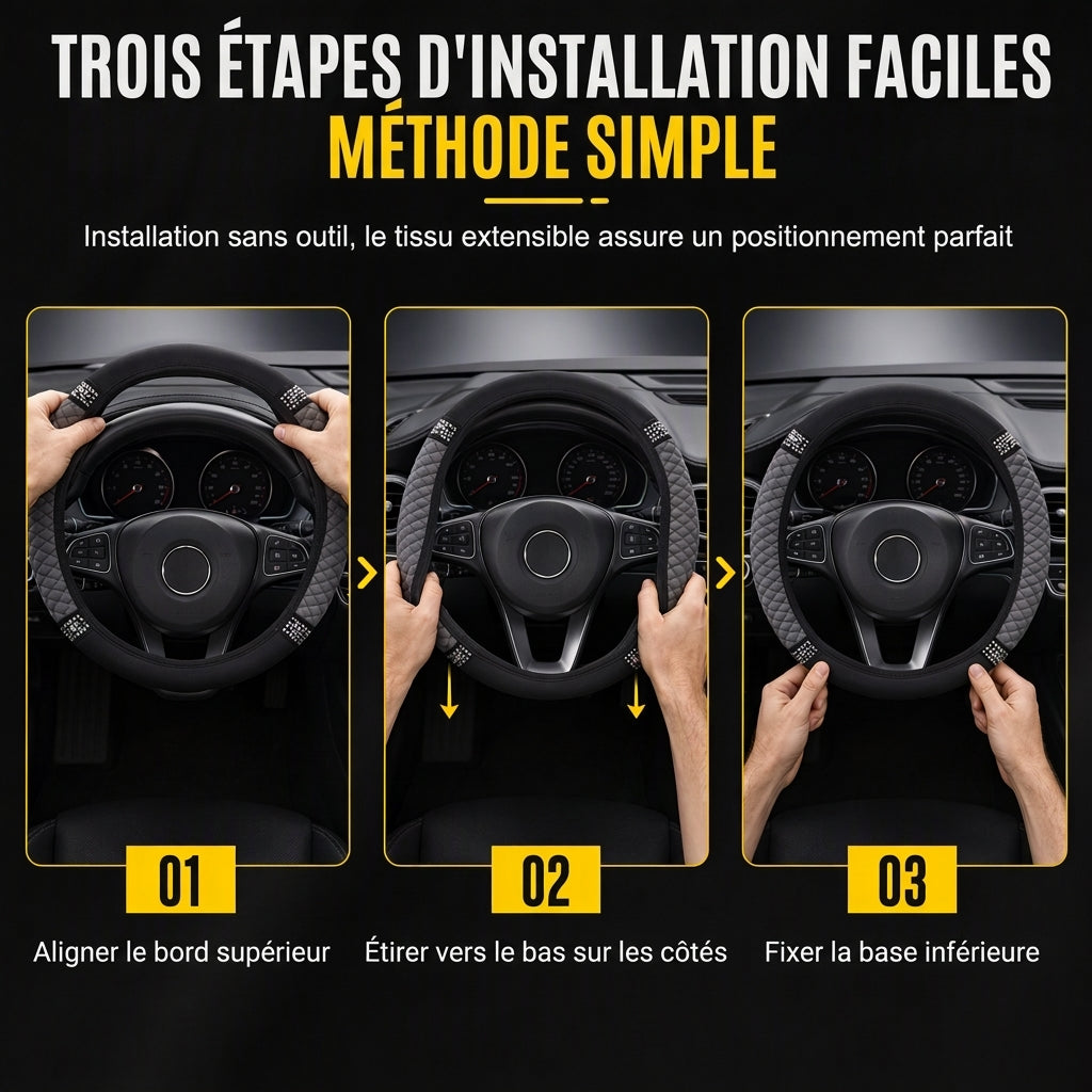 💎 49% DE RÉDUCTION POUR UN TEMPS LIMITÉ ! ✨ Housse de volant en strass – scintillante, matelassée, luxueuse 🚗