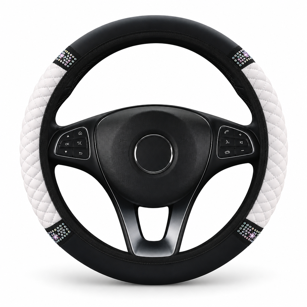 💎 49% DE RÉDUCTION POUR UN TEMPS LIMITÉ ! ✨ Housse de volant en strass – scintillante, matelassée, luxueuse 🚗