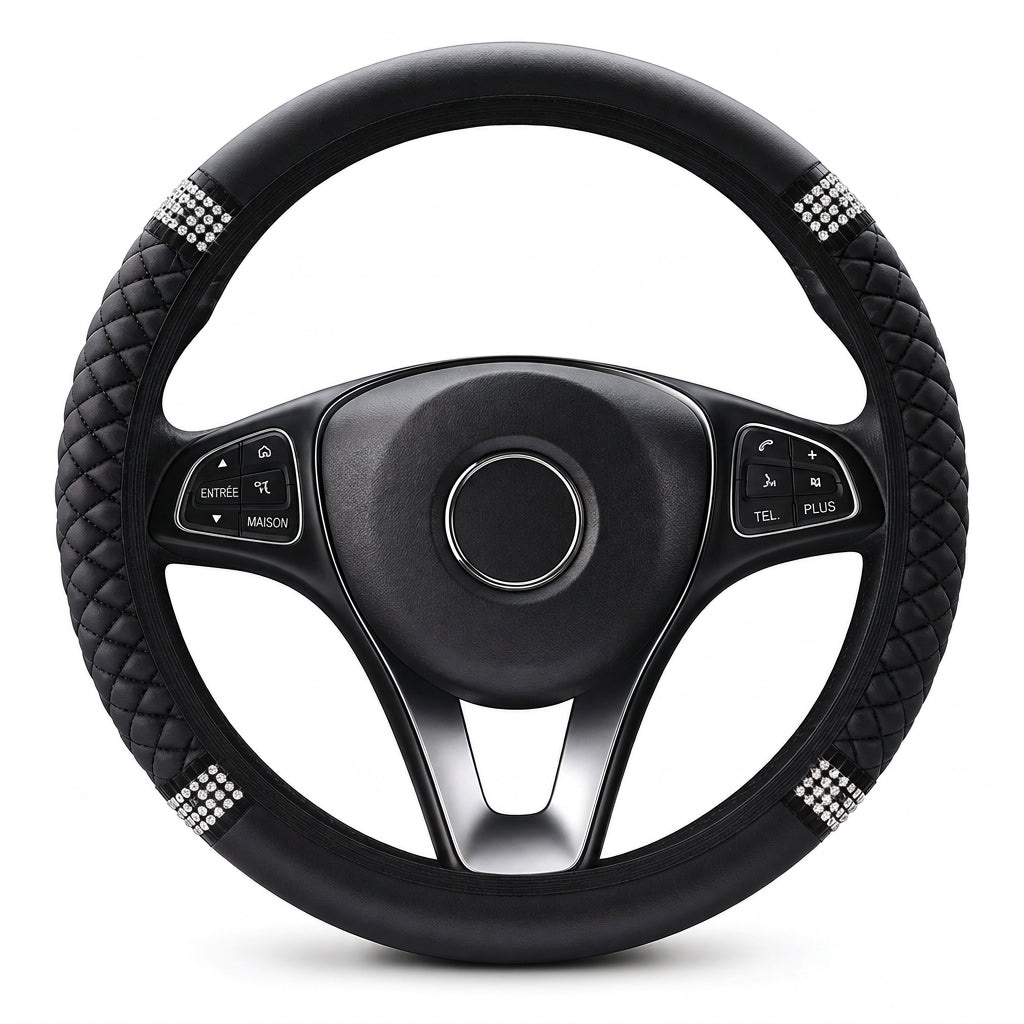 💎 49% DE RÉDUCTION POUR UN TEMPS LIMITÉ ! ✨ Housse de volant en strass – scintillante, matelassée, luxueuse 🚗