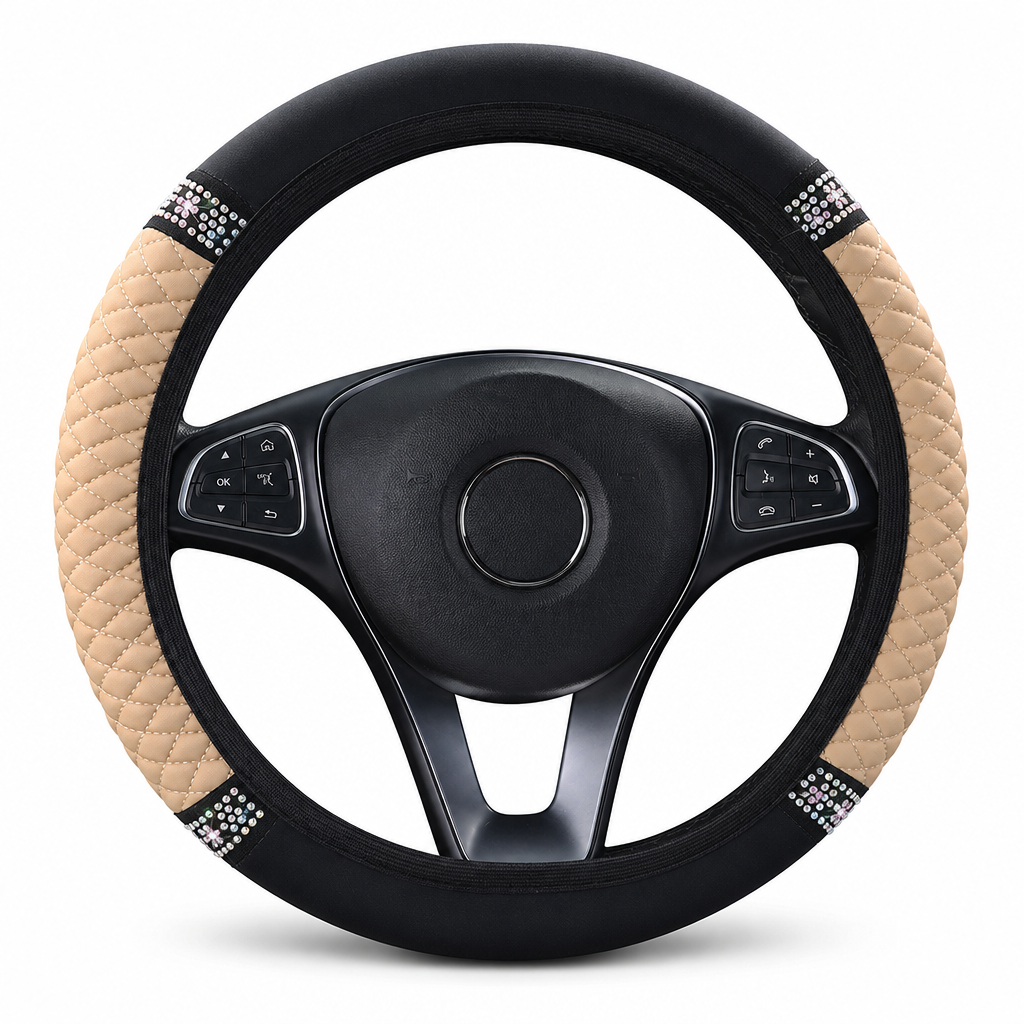 💎 49% DE RÉDUCTION POUR UN TEMPS LIMITÉ ! ✨ Housse de volant en strass – scintillante, matelassée, luxueuse 🚗