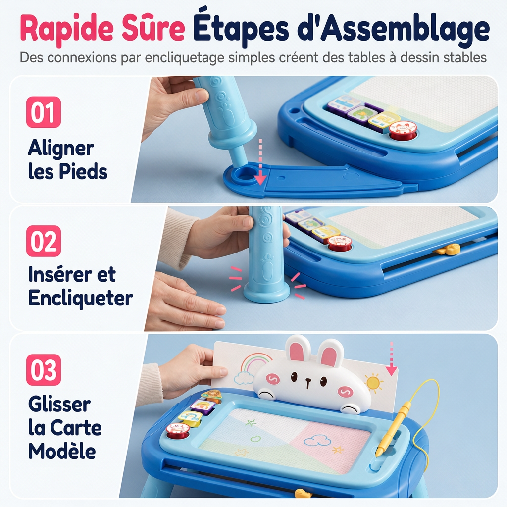 🎨 Tableau de Dessin Magnétique pour Enfants : Écran 4 Couleurs, Sans Désordre, Convertible, Attache Sécurisée