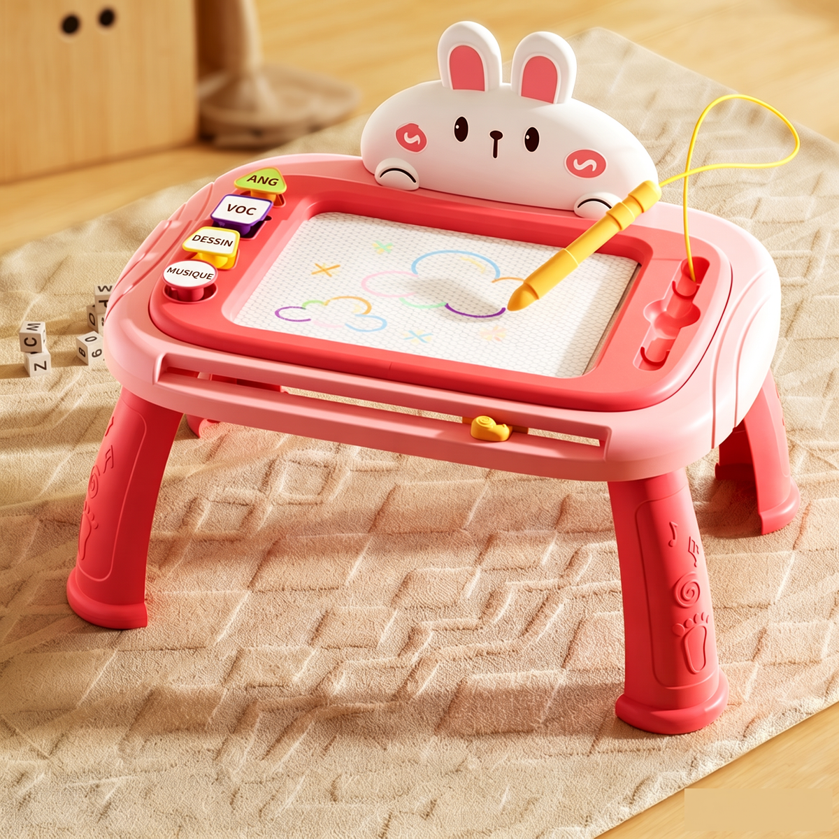 🎨 Tableau de Dessin Magnétique pour Enfants : Écran 4 Couleurs, Sans Désordre, Convertible, Attache Sécurisée