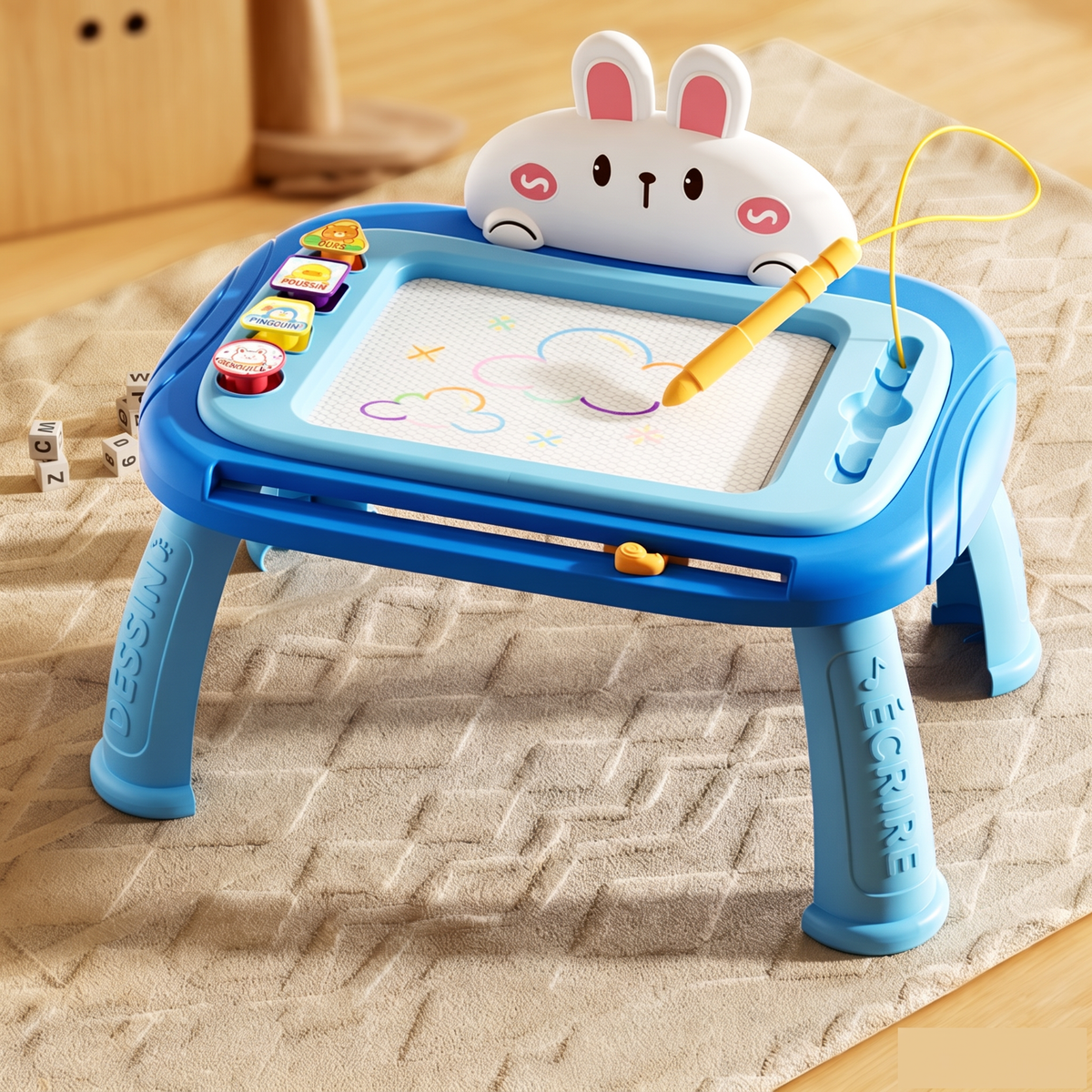 🎨 Tableau de Dessin Magnétique pour Enfants : Écran 4 Couleurs, Sans Désordre, Convertible, Attache Sécurisée